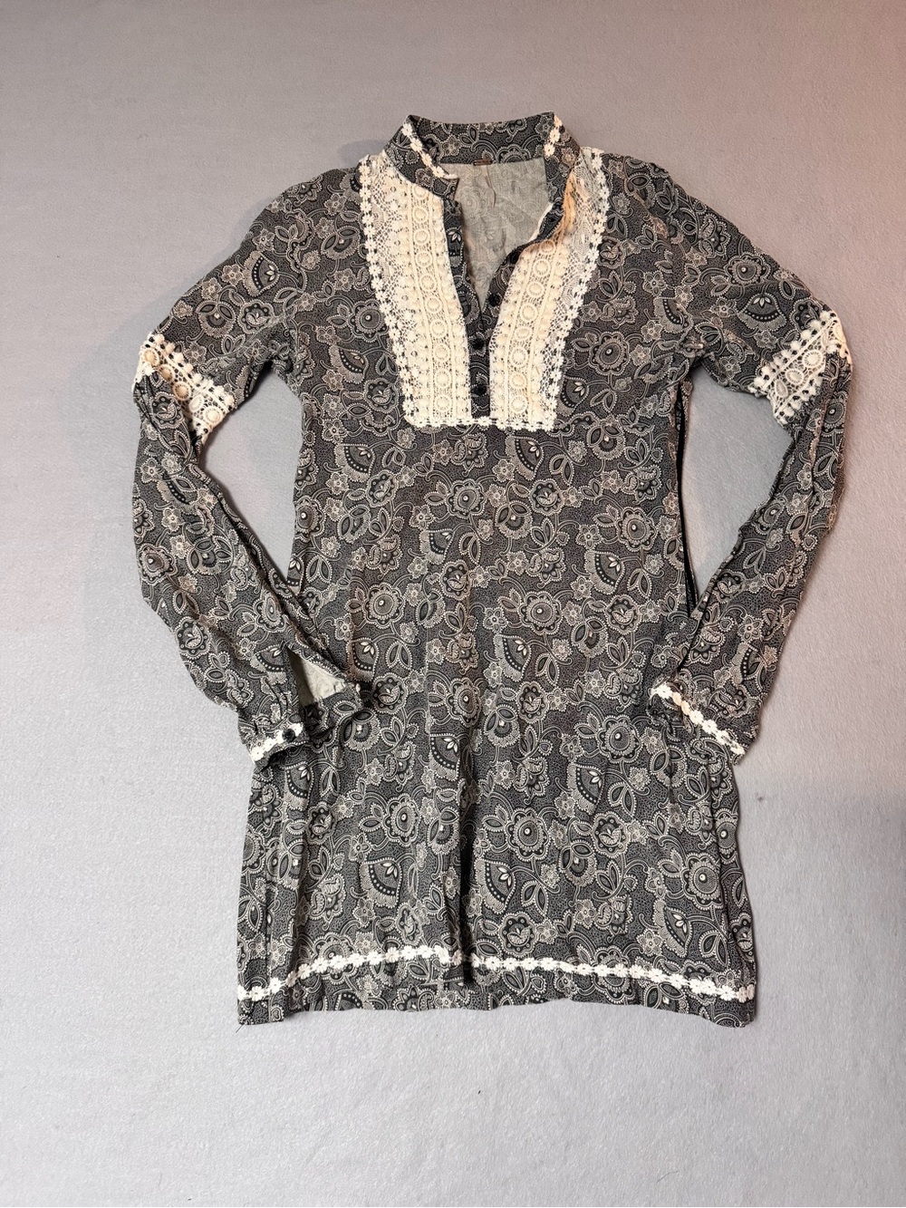 Free People Charcoal Paisley Dress Womens Size 2